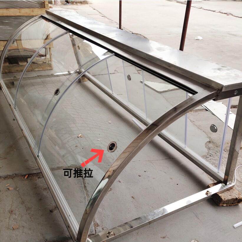 定制弧形玻璃罩超市柜台熟食展示柜快餐售饭台不锈钢玻璃罩