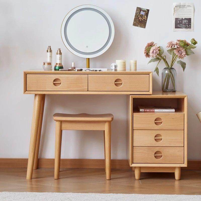 榉木梳妆台斗柜一体卧室原木色简约小户型全实木储物收纳化妆桌,住宅家具,梳妆台+梳妆凳,淘宝优惠券,粉丝福利购,淘宝优惠卷