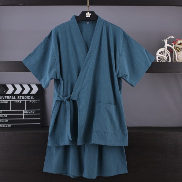 2024新款汗蒸浴服男款高档宽松开衫浴衣桑拿服针灸洗浴足家居睡衣