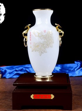 琉璃花瓶摆件新中式o家居客厅玄关装饰品乔迁新居公司开业高档礼