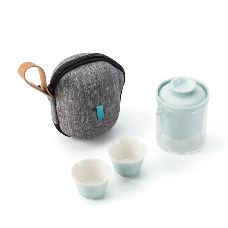 玻璃旅行茶壶便携包茶具套装快喝茶简约I家用办公室茶杯一壶二杯,3C数码配件,音乐枕,淘宝优惠券,粉丝福利购,淘宝优惠卷