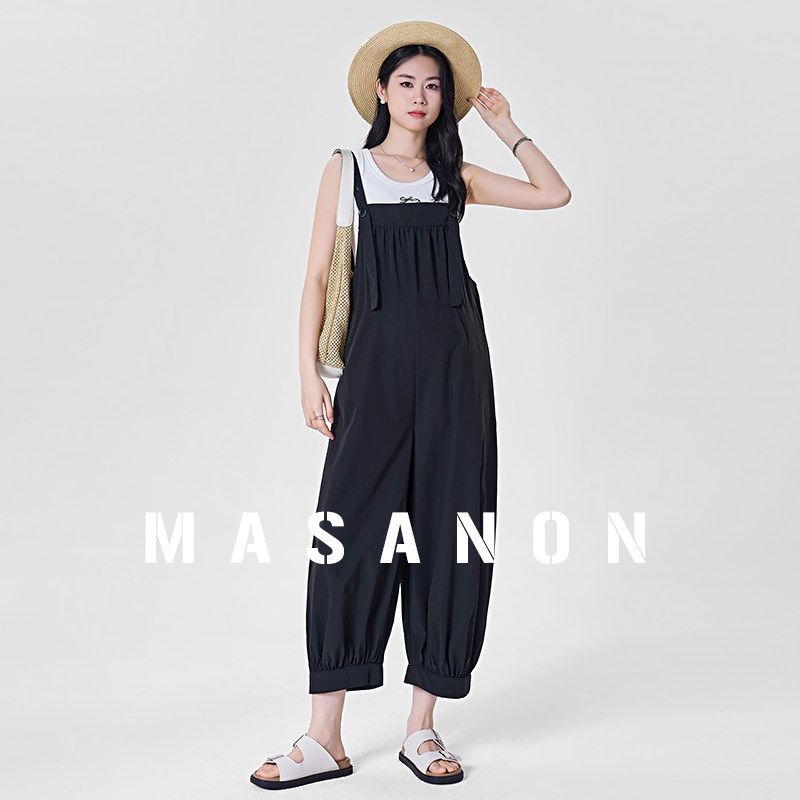 孕妇背带裤夏季薄j款外穿2024新款小个子九分宽松气球阔腿裤子套