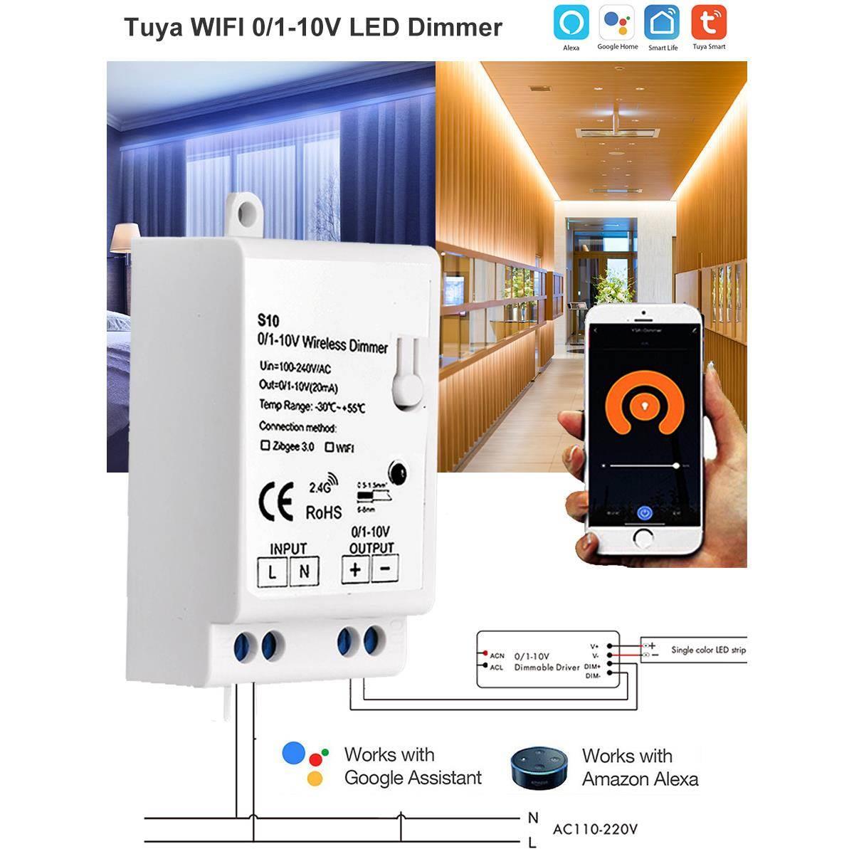 Tuya涂鸦 Wifi/zigbee 0/1-10V调光开关智慧生活APP远程遥控控制