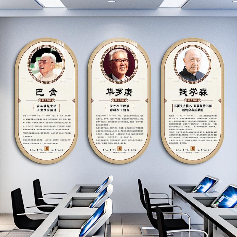 名人名言挂画学校图书馆墙面装饰教室过道装饰画名人画像教师墙贴