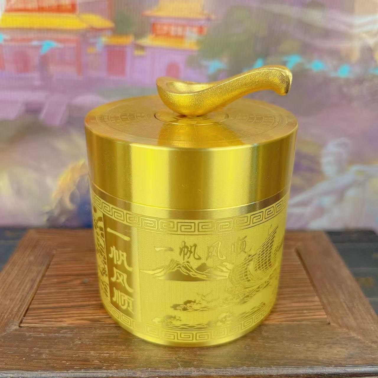 新款黄铜烟灰缸带盖车载家用客厅新中式高端办公室桌面装饰品摆件图片