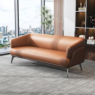 商务会客沙发接待室公司休闲 休息区棕色乳胶办公单人沙发茶几组