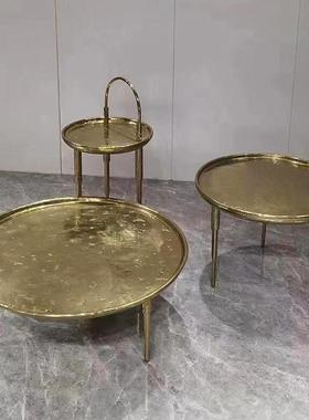 Cornelio意式极简纯铜茶几轻奢设计师圆形套几客厅沙发边几小圆几