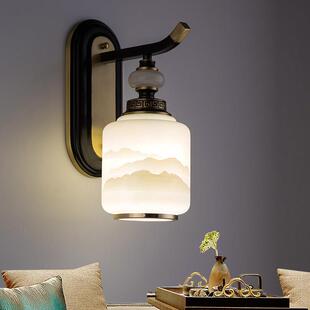 全铜新中式壁灯用灯泡客厅灯配套电视墙左右壁灯走道灯卧室床头灯