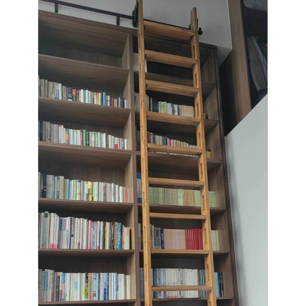 黑色滑道书架柜图书馆梯子轨伸缩收纳贴墙实木移动登高酒窖架楼梯,居家日用,家用梯,淘宝优惠券,粉丝福利购,淘宝优惠卷