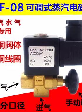 可调蒸汽电磁阀 TJF-08 2分接口 烫台熨斗蒸气气阀 AC220V DC24V