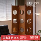 满月屏风覆古可移动屏风隔断客厅2025新款 实木高级感卧室折叠屏风