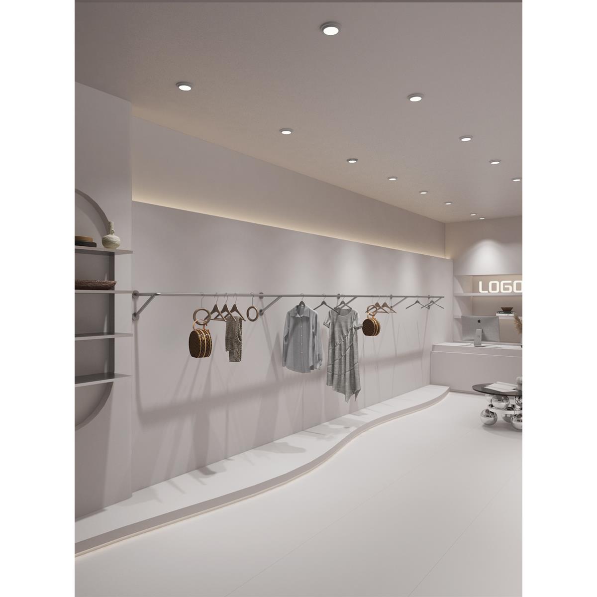 服装店展示架加厚不锈钢轻奢风侧挂男女装货架上墙壁挂式陈列道具