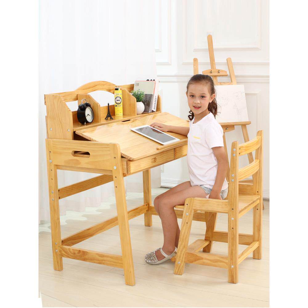 松友儿童学习桌椅套装书写桌家庭升降桌儿童桌小学学生桌全实木