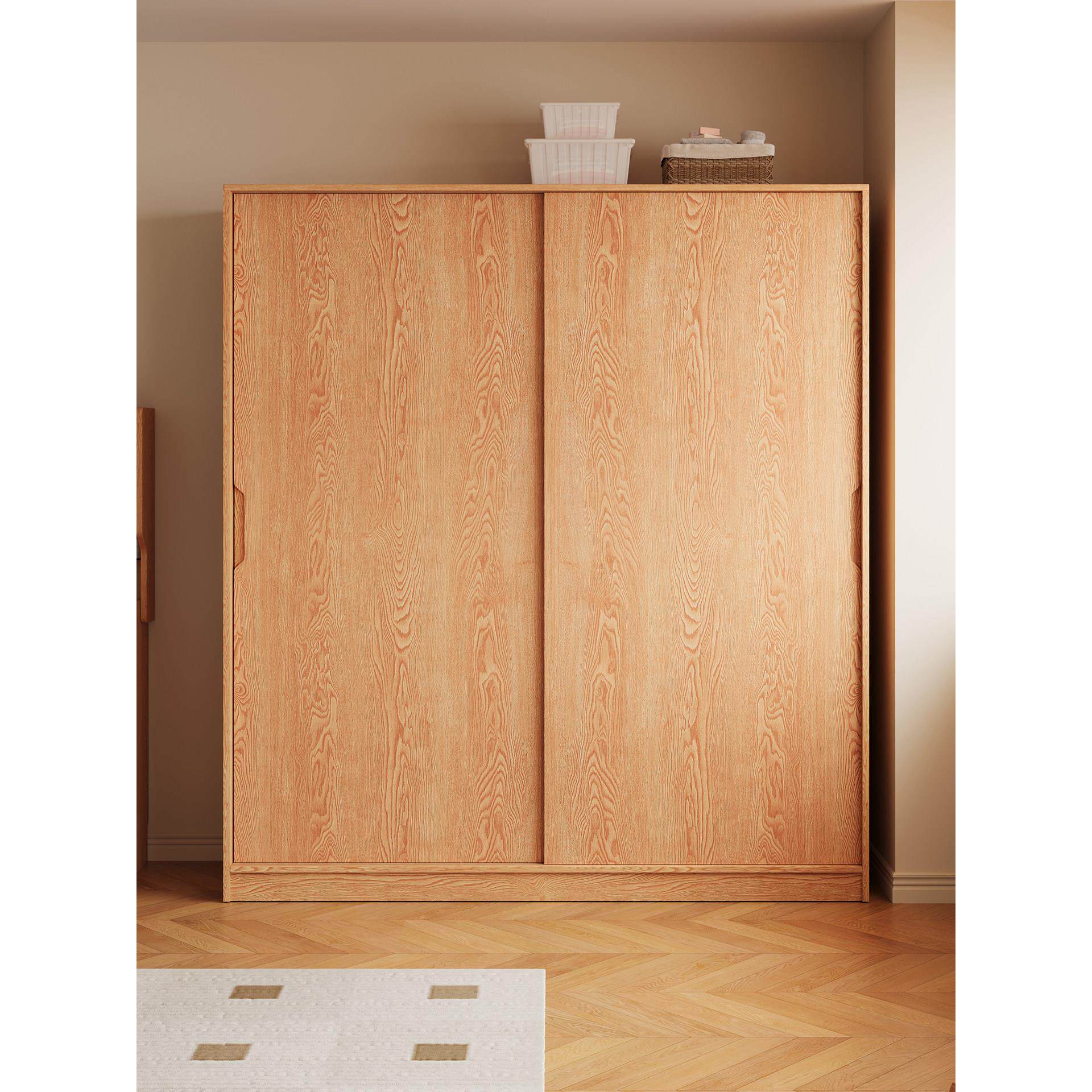 木兜家具四季衣柜2025新款主卧室衣柜两门推拉门式收纳柜实木衣橱