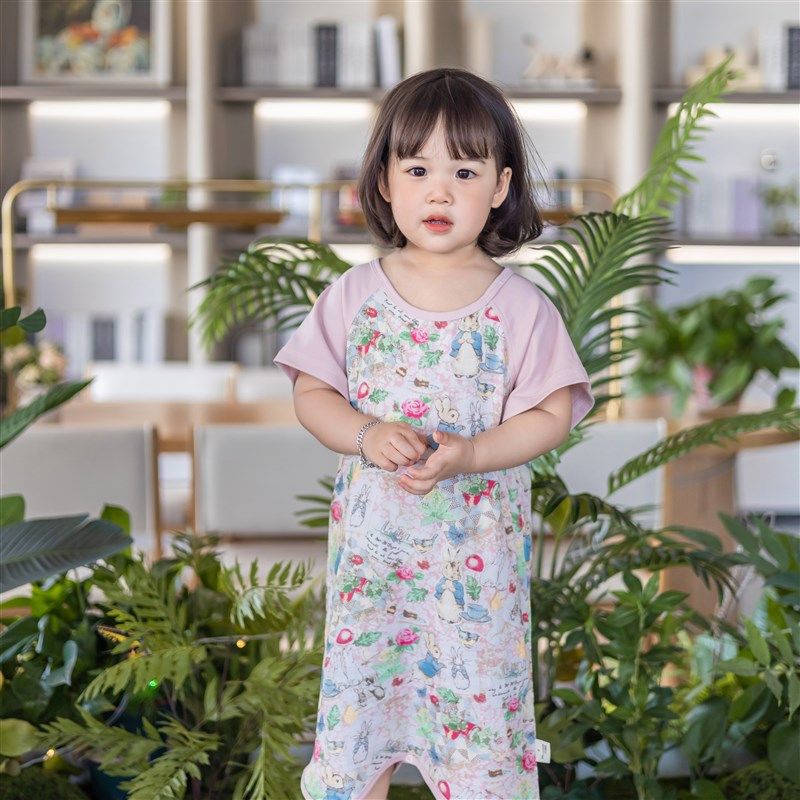 夏款短袖睡裙竹棉长裙亲子装家居服宝宝夏季新款薄款裙子儿童睡衣