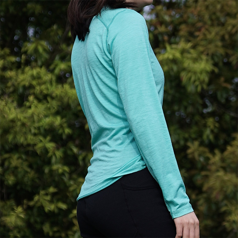 户外美利奴羊毛速干衣女保暖排汗内衣打底长袖美丽诺徒步登山t恤
