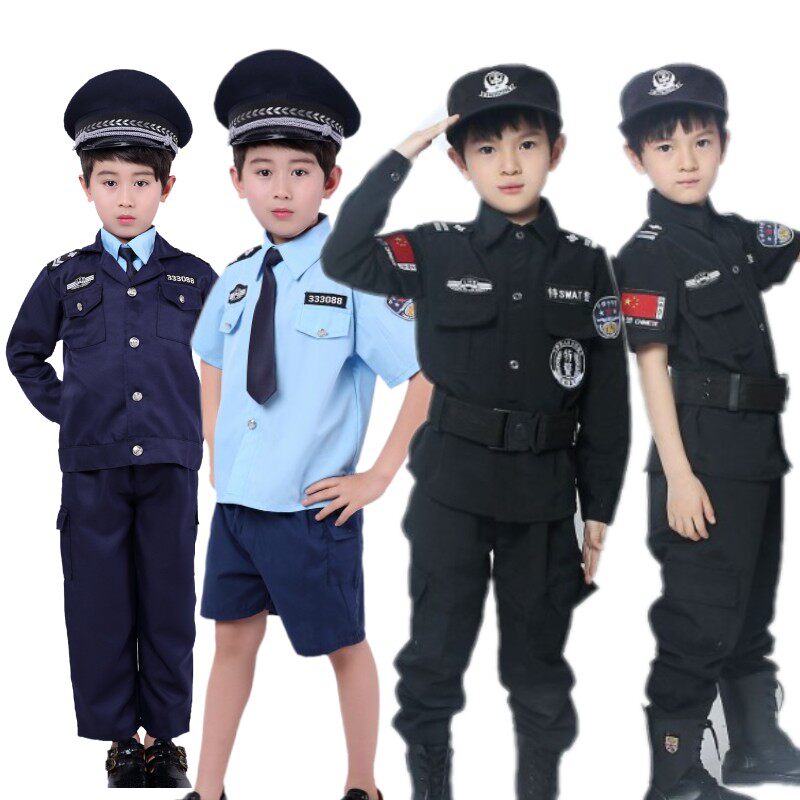 六一儿童职业工作体验扮演服安检员物业表演服幼儿小保安演出服装