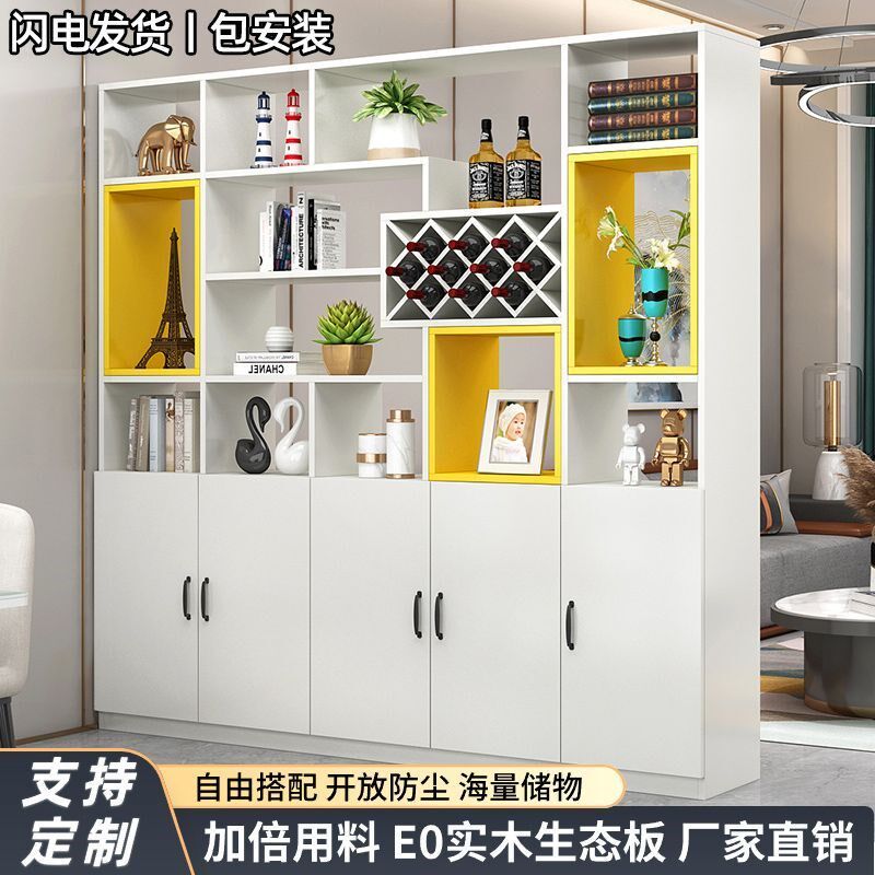 实木现代简约鞋柜收纳柜一体家用客厅F隔断柜入户储物柜网红玄关