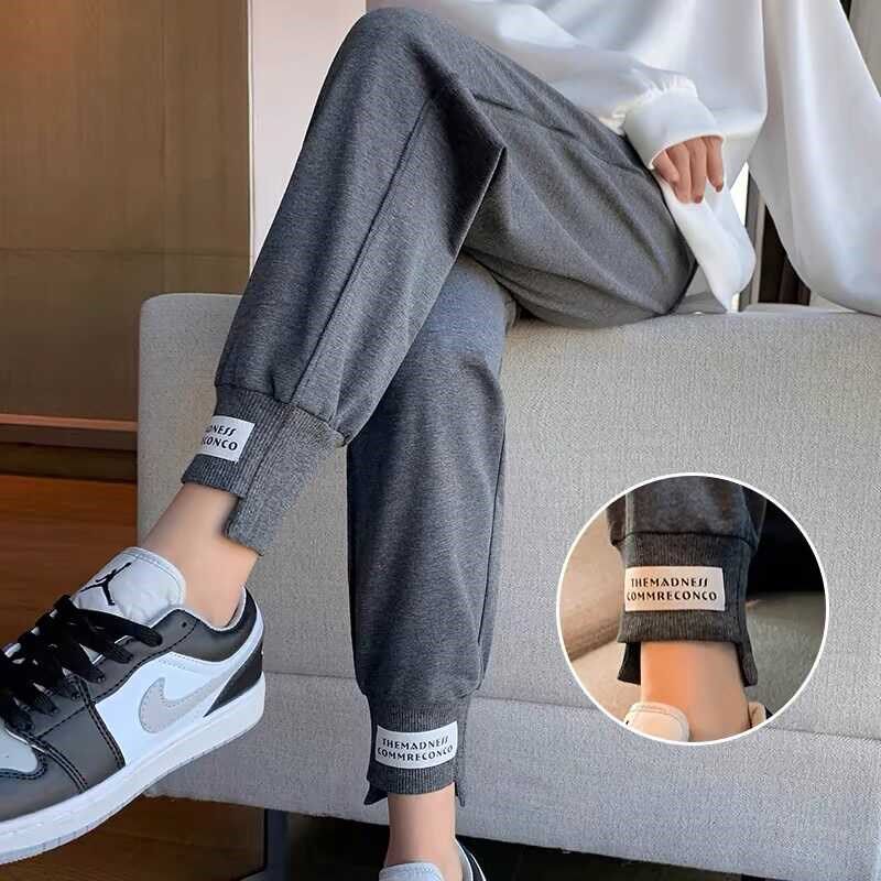 孕妇裤子灰色春秋款外穿休闲运动裤大码卫裤小个N子九分裤秋装132