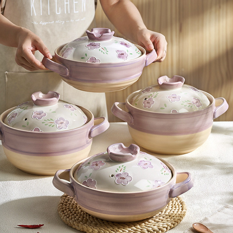 陶瓷砂锅家用燃气煤气灶专用耐高温高颜值煲汤锅炖锅干烧不裂沙锅