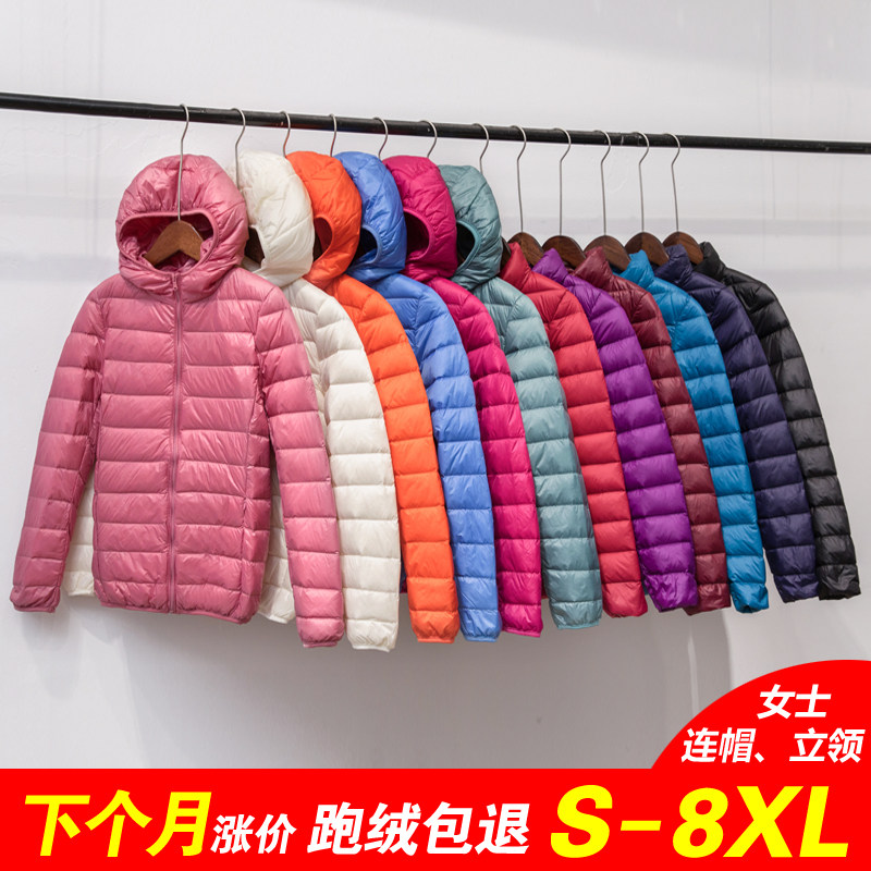 2021年新款中老年加肥加大码轻薄羽绒服女200斤胖mm妈妈短款连帽