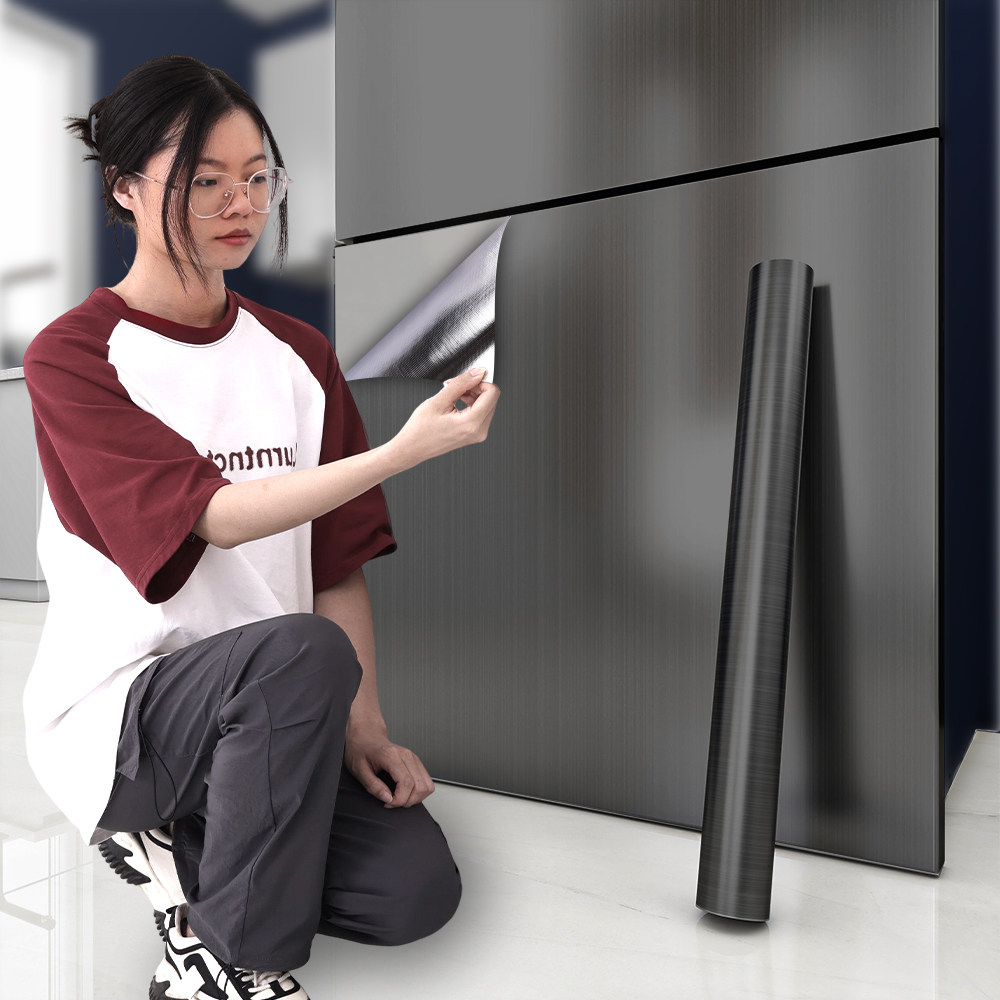 冰箱贴纸翻新改色贴膜防水防油自粘不起泡空调冰柜不锈Z钢拉丝全