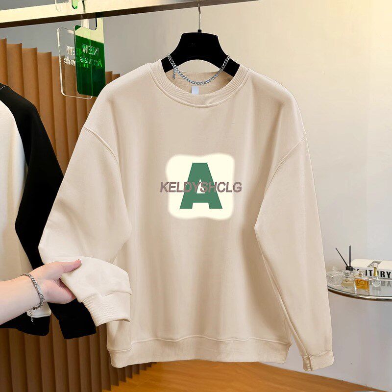 新疆长绒棉2024秋冬季纯棉设计感洋气卫衣女学生百搭加绒加厚上衣