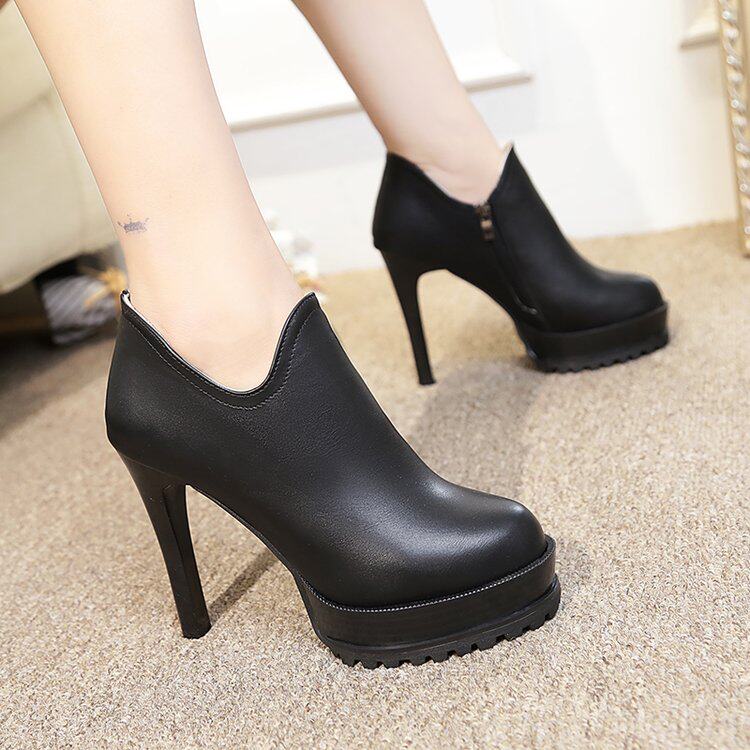 高跟鞋秋冬季2023新款细跟防水台韩版百搭女鞋鞋子厚底包鞋女加绒