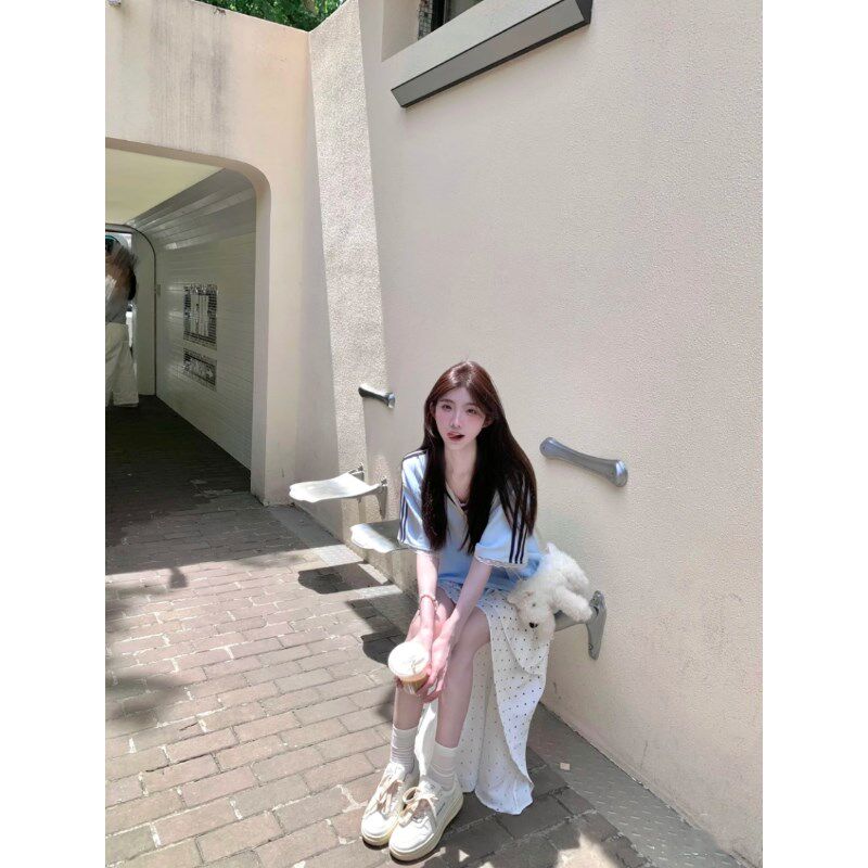 夏装搭配一整套chi甜辣妹夏季T恤上衣半身裙清纯甜美奶系穿搭套装