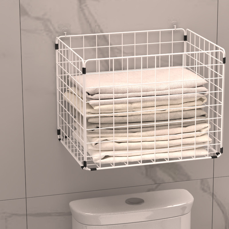 浴室卫生间装f脏衣服的篮子收纳筐网红款铁艺大容量挂墙壁挂脏衣