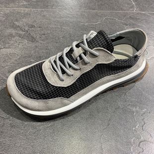 男鞋2023夏季新款小丑鞋宽脚高脚面脚肥鞋透气冰丝布鞋格纹休闲鞋