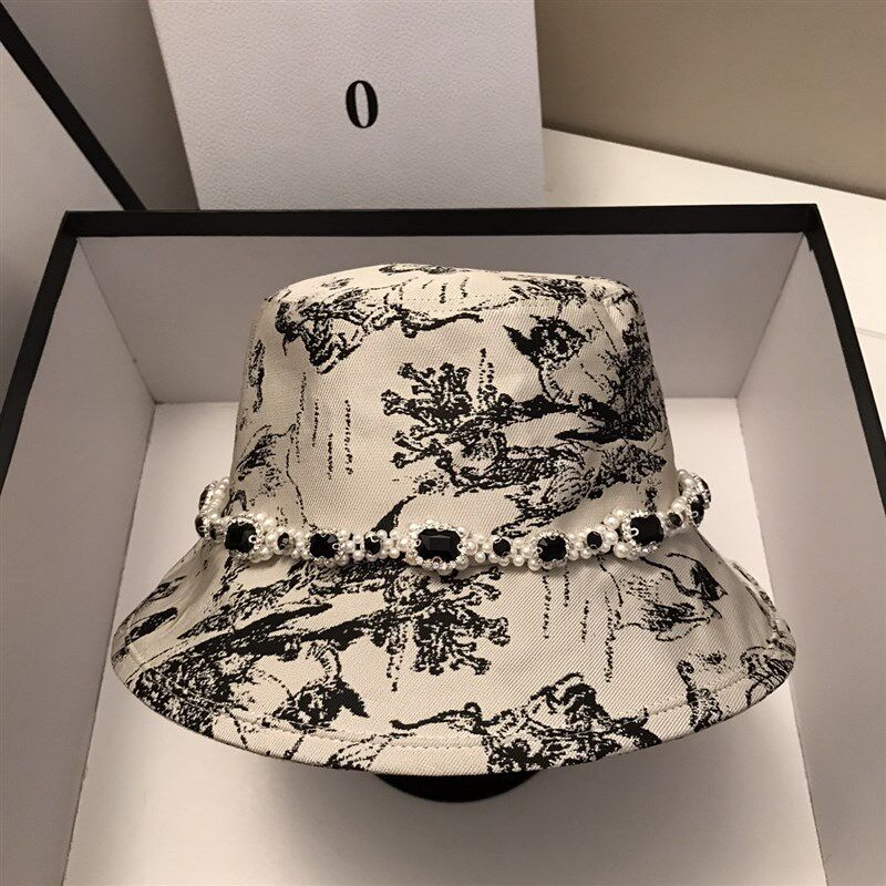重工印花渔夫帽子女高级感气质文艺英伦复古显脸小优雅遮阳画家帽