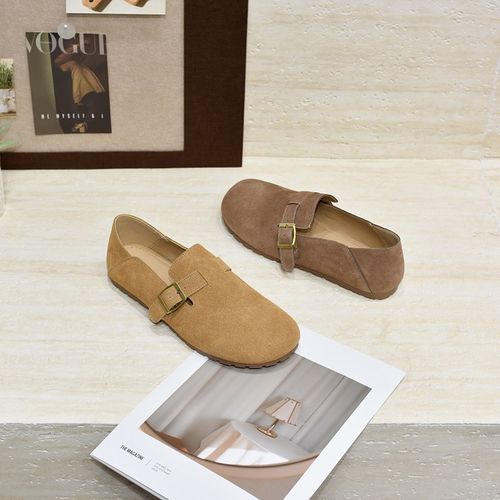 宽胖脚肥41-43大码女鞋2025春季新款真皮平底单鞋圆头博肯鞋1009