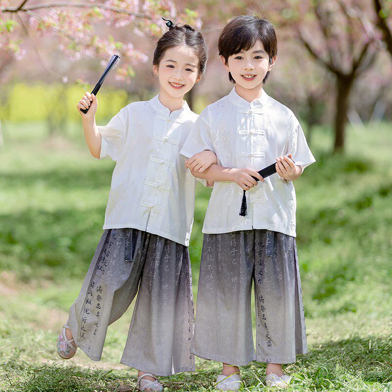 男童汉服夏季中国风日常高端女童唐装套装中式古装国学儿童演出服