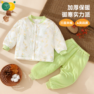 宝宝棉服套装冬装婴儿保暖加厚秋冬季男女童夹棉衣服儿童棉衣棉裤