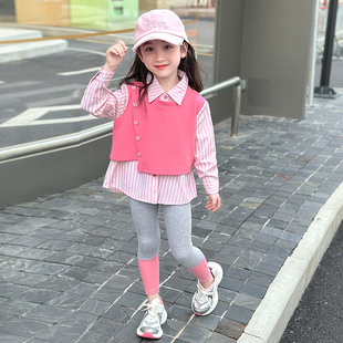 女童秋季套装2024新款小童洋气时髦儿童装网红炸街女宝宝韩版秋装