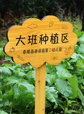 学校菜园b插地牌户外花草菜地标识牌 实木幼儿园种植区指示牌定制
