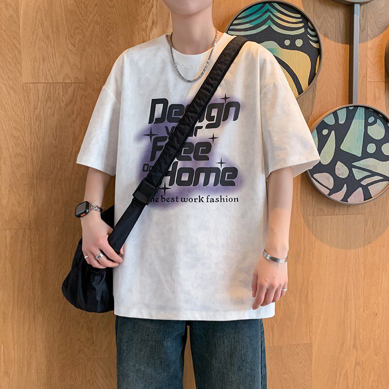 夏季短袖t恤男孩12-15岁青少年初中学生宽松半袖大童夏装纯棉体恤