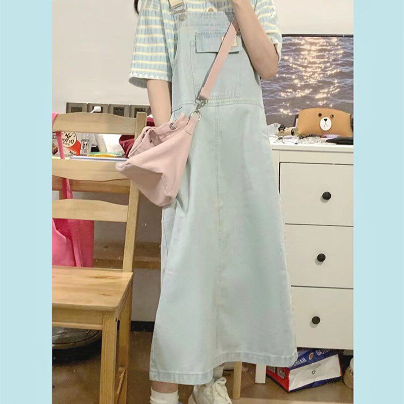 日系女装森系大码背带裙女2023新款胖妹妹减龄宽松显瘦百搭连衣裙