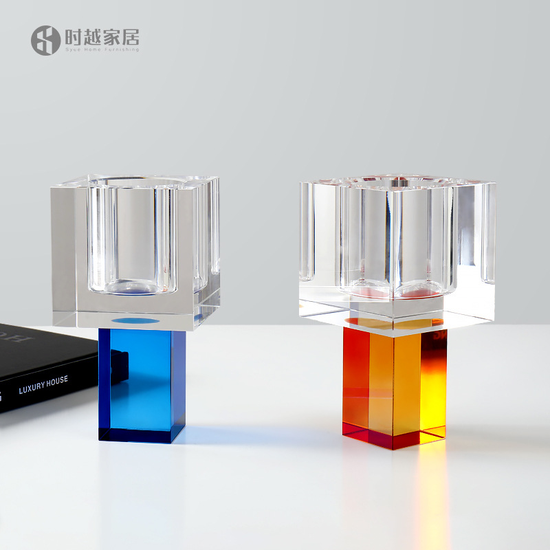 现代简约几何多色水晶摆件家居客厅茶几电N视柜创意摆设软装饰品