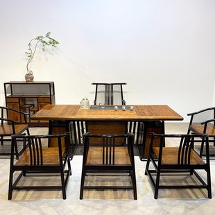 红木茶桌椅组合檀香实木新中式 禅意茶台办公室客厅简约大气泡茶桌