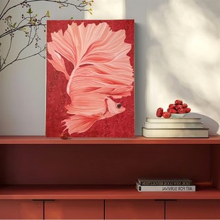 如鱼得水现代抽象高端油画客厅落地装饰画高级感肌理玄关艺术挂画