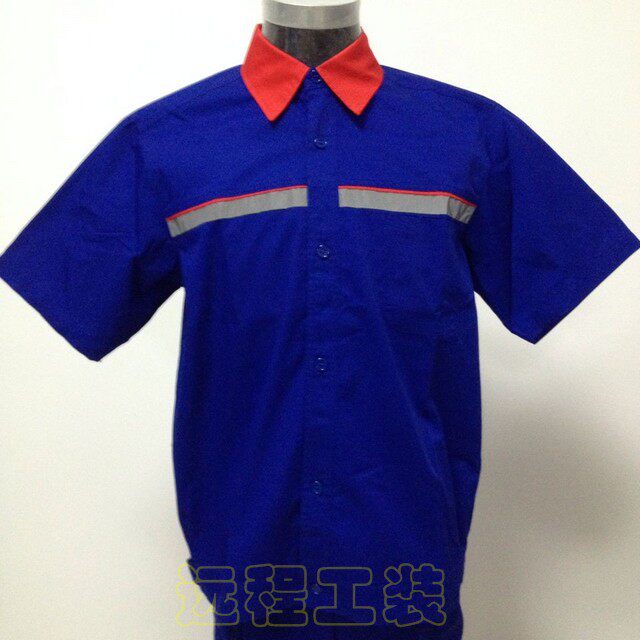 夏季短袖防静电加油站加气站专用工作服套装可绣字工装制服男女