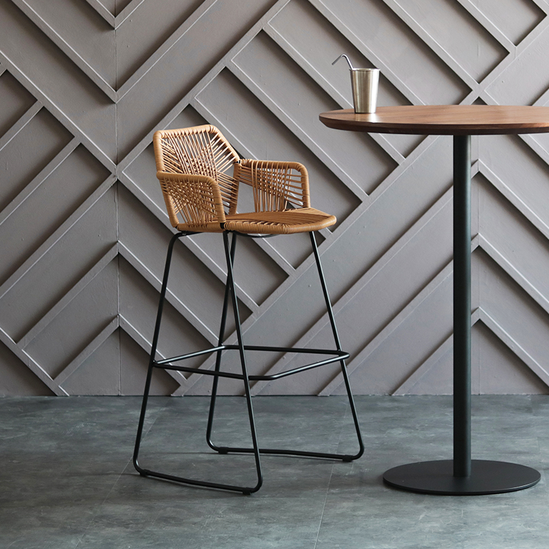现代简约北欧吧椅家用阳台户外庭院靠背高脚椅酒吧前台休闲吧凳