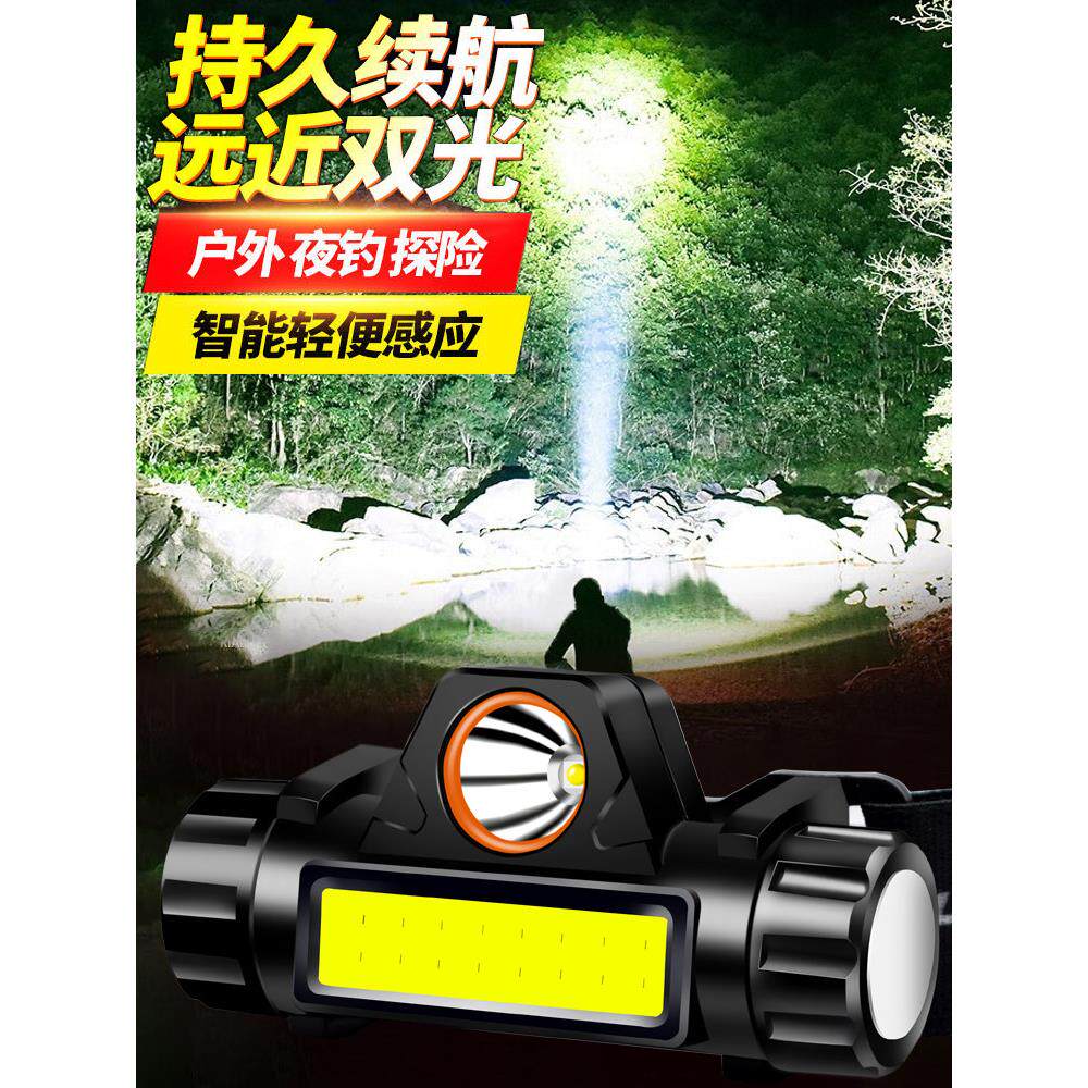 led头灯头戴式强光充电户外夜钓鱼超亮轻小号 超长续航照明手电筒