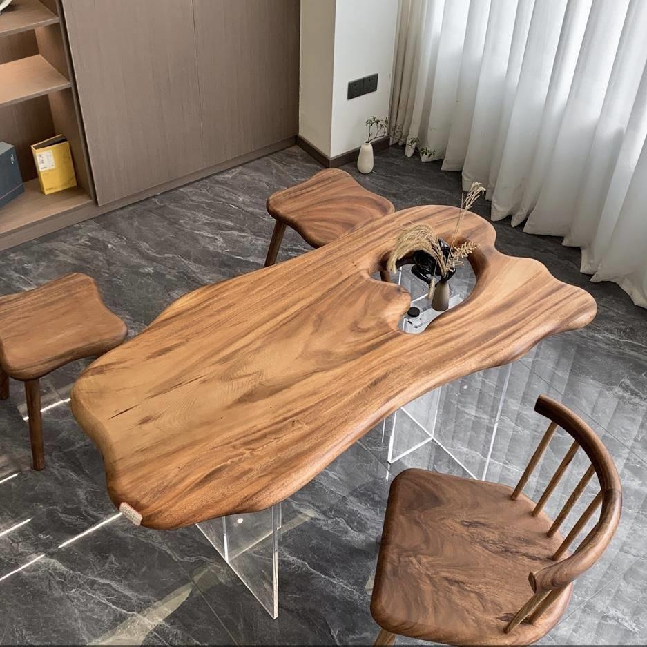 进口实木原木南美胡桃木大板桌休闲茶桌餐桌办公桌会议桌大班台