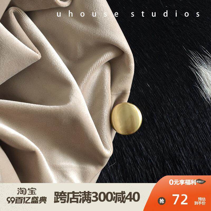 .丝绒法式现代清新轻奢米色客厅榻榻米样板房别墅窗帘绒布料好好