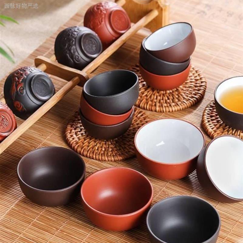 茶具套装紫砂杯品茗杯小茶杯紫砂功夫茶杯大陶瓷杯茶碗杯子6只装