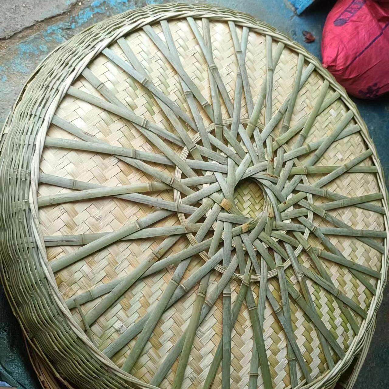 手工竹制编织无孔簸箕筛子竹匾竹编大号单个簸箕晾晒干货竹筐家用