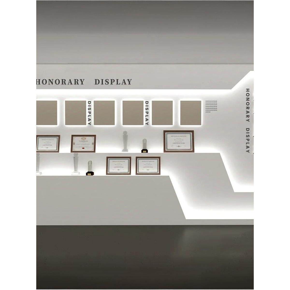 公司荣誉墙展示柜产品展示架奖杯奖牌证书陈列柜定制烤漆带灯展柜